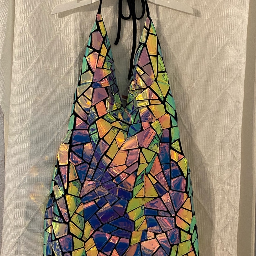 Multicolor Mosaic Halter Dress